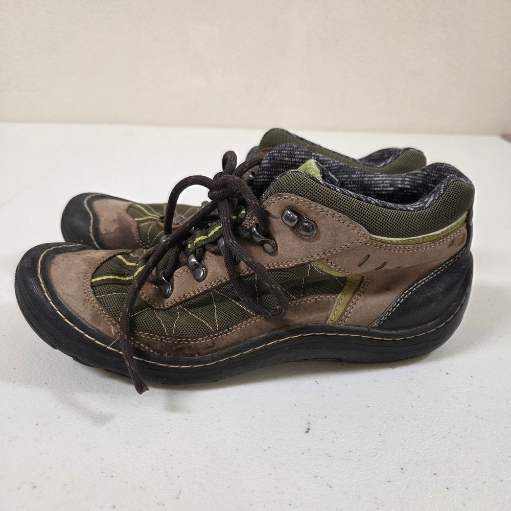 Privo by Clarks Womens 8.5 M‎ Brown Olive Green Leather Hiking Trail Shoes 36697